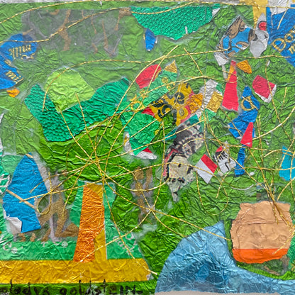 Gladys Hack Goldstein, Foil Collage in Green and Gold