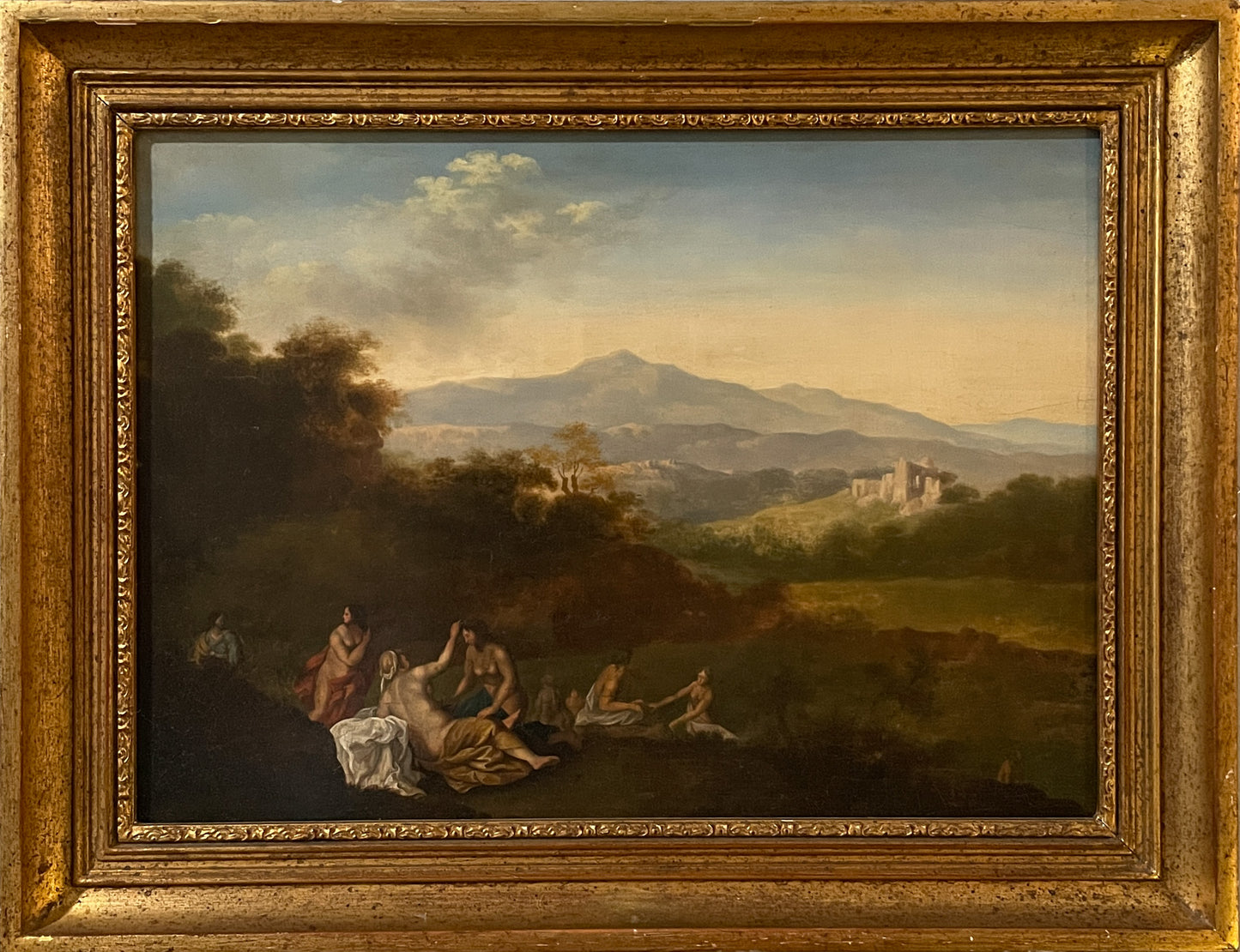 Classical Landscape, 17th Century, Ornately Framed