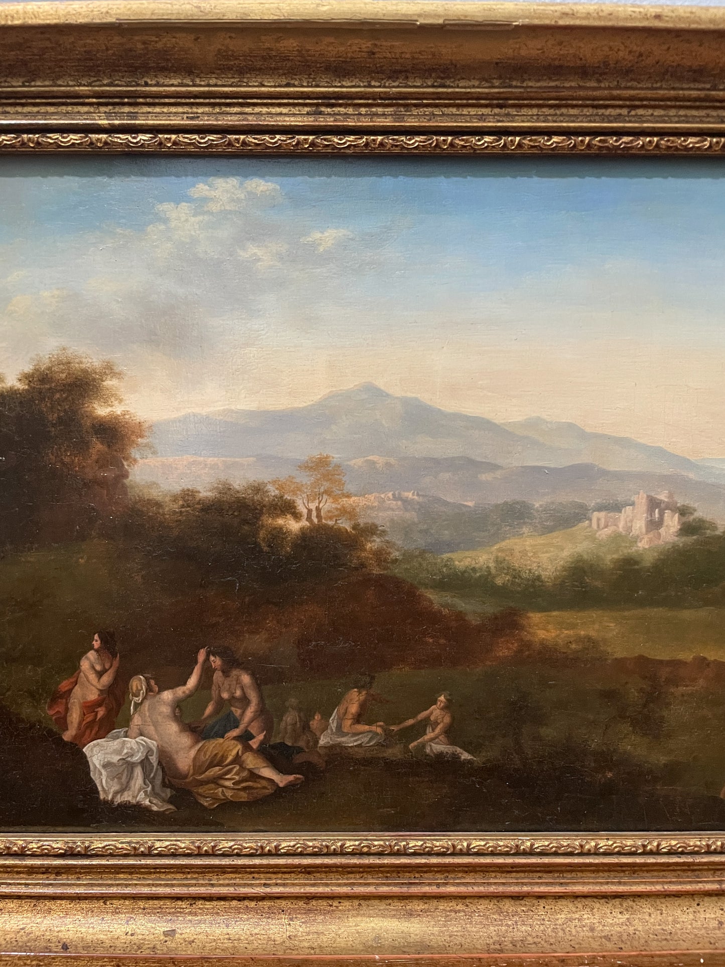 Classical Landscape, 17th Century, Ornately Framed