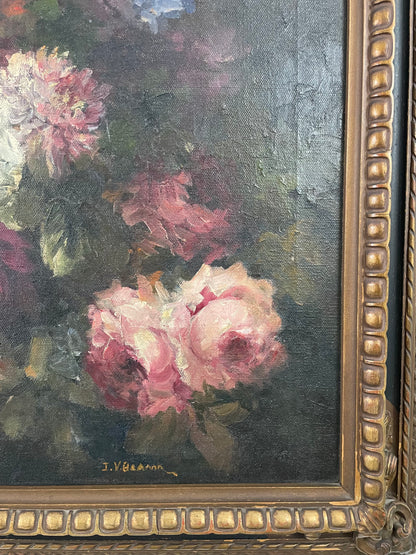 Floral Still Life, 20th Century, Ornately Framed