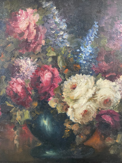 Floral Still Life, 20th Century, Ornately Framed