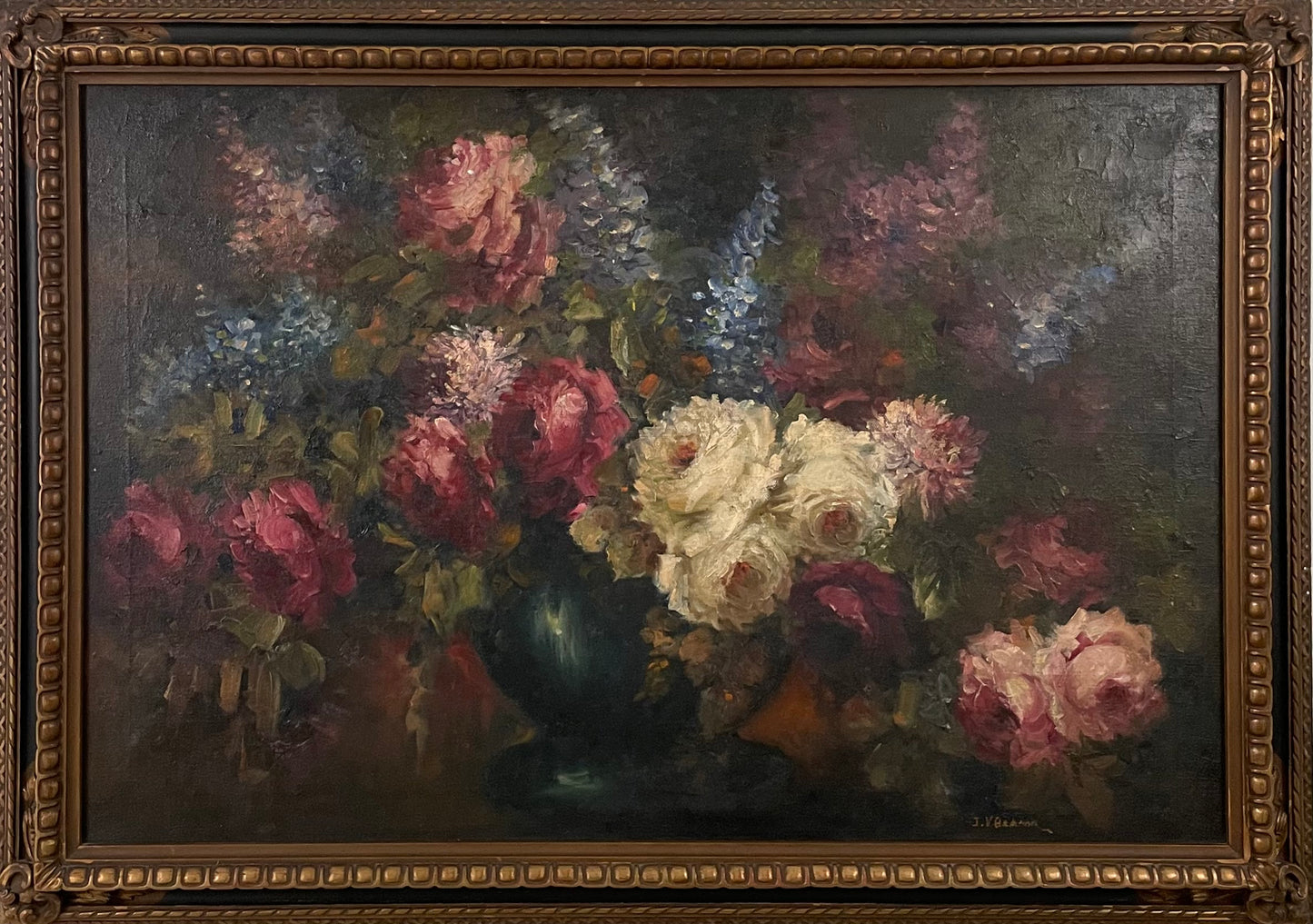 Floral Still Life, 20th Century, Ornately Framed